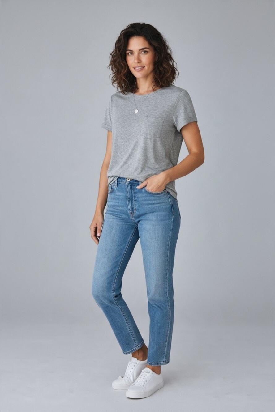 GAP Womens Medium Gray Heather Scoop Neck Short Sleeve Pocket T Shirt